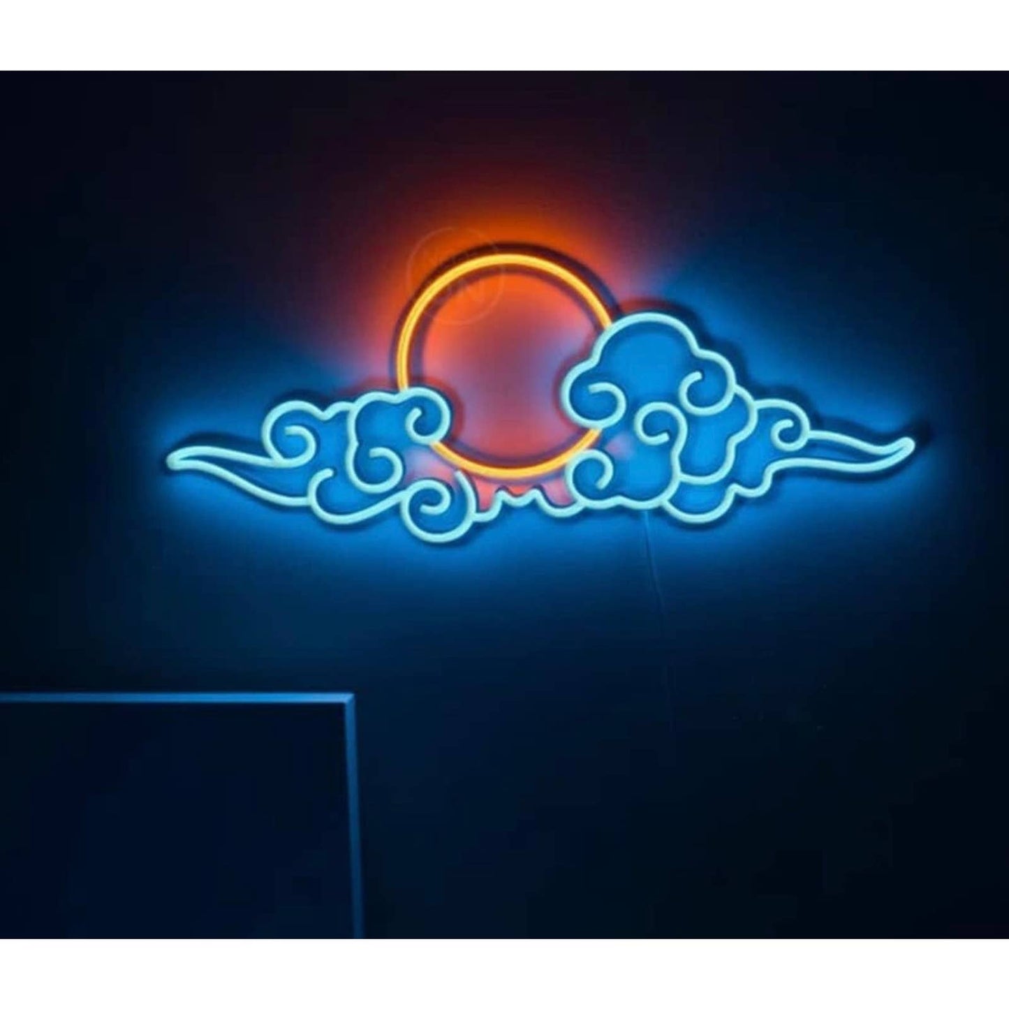 Lovely Bright Blue Swirl Cloud and Sun LED Night Light Room Wall Art Decoration