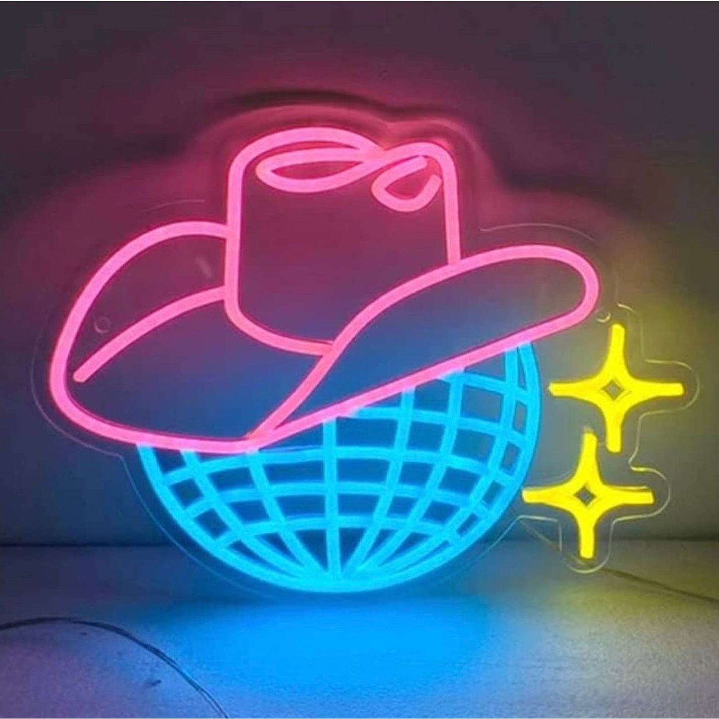Fun Bright Unique Cowgirl Disco Ball LED Night Light Room Wall Decoration