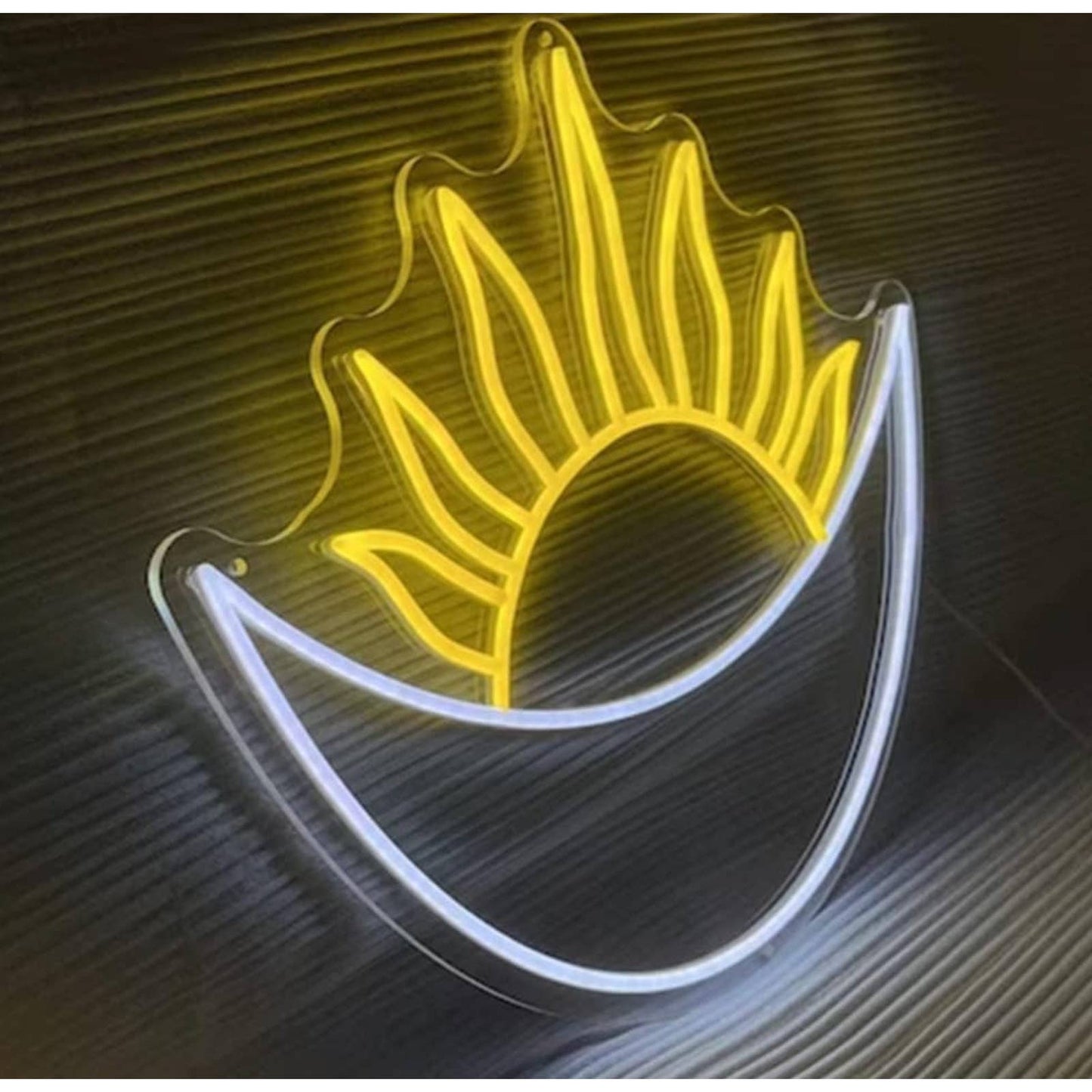Lovely Bright Shining Sun Sitting in Crescent Moon LED Night Light Room Wall Art