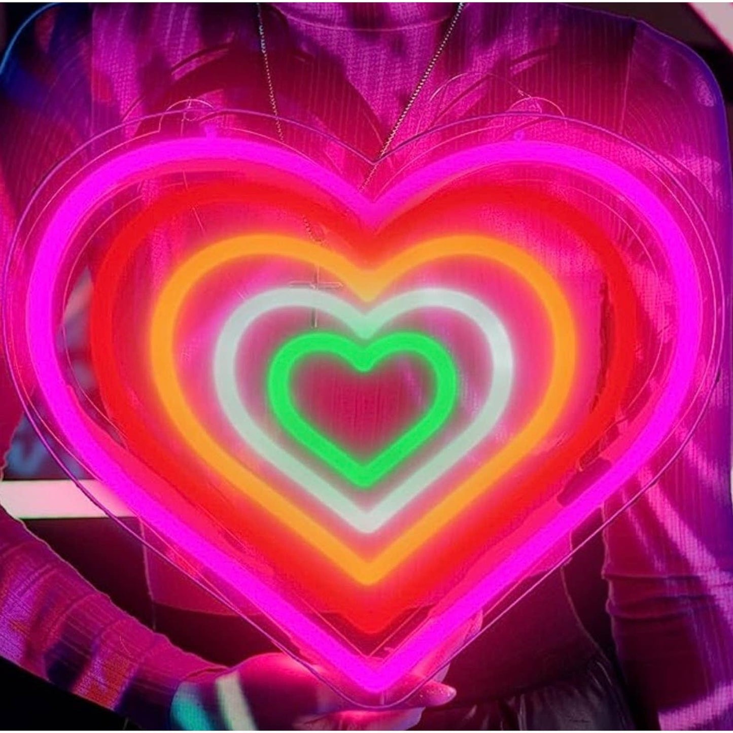Lovely Bright Rainbow Mesmerizing Love Heart LED Night Light Room Wall Decor
