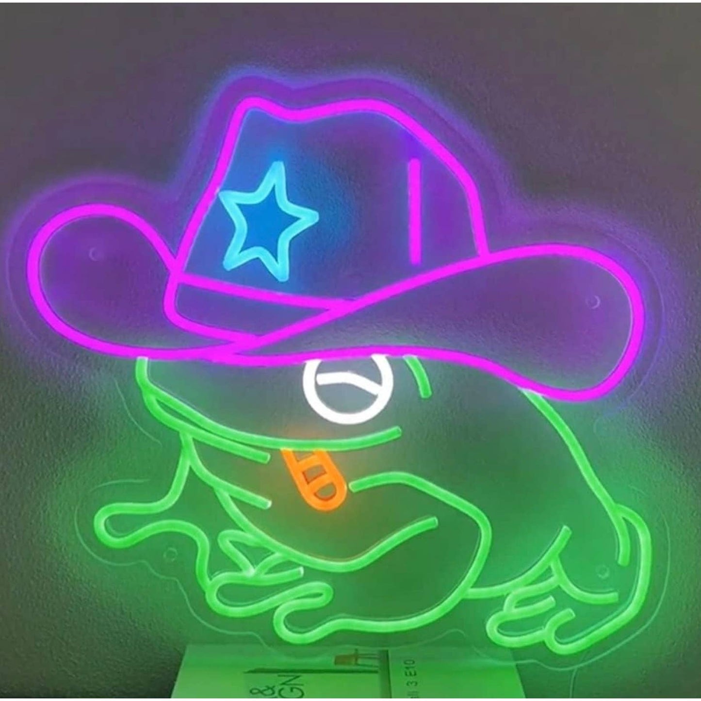 Fun Vivid Bright Colorful Cowboy Frog LED Night Light Room Wall Decoration