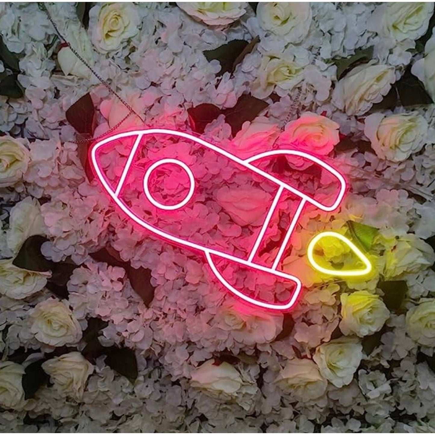 Fun Bright Vivid Red Rocket Ship LED Night Light Room Wall Decor