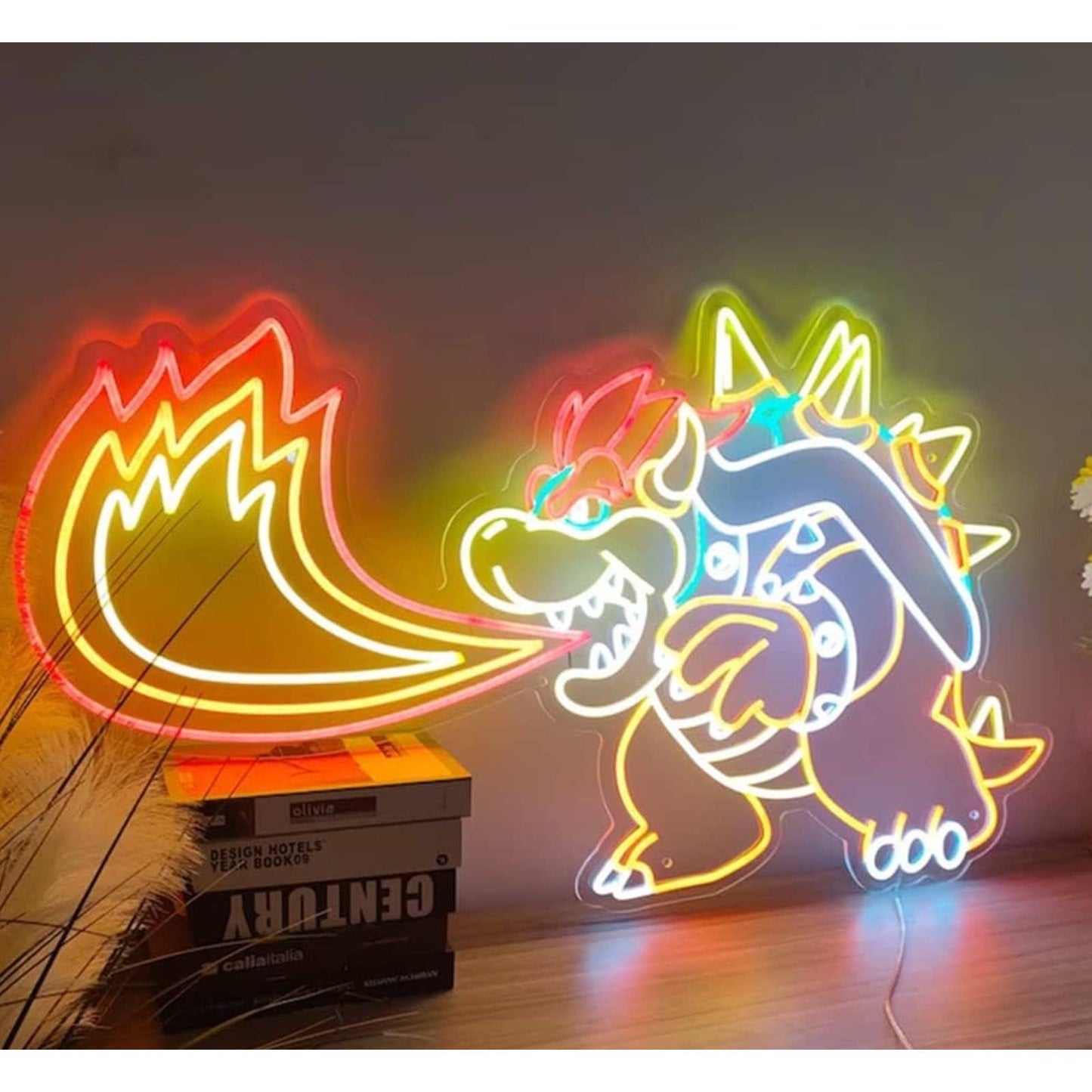 Vivid Colorful Super Mario Koopa King Bowser Dragon LED Light Video Game Decor