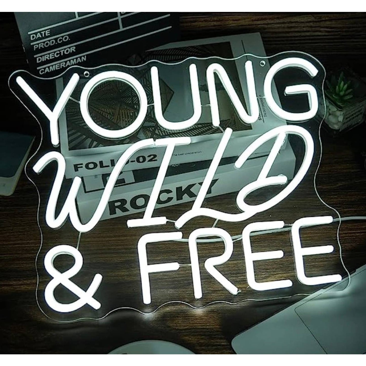 Lovely Bright White “Young, Wild and Free” LED Night Light Room Wall Decor
