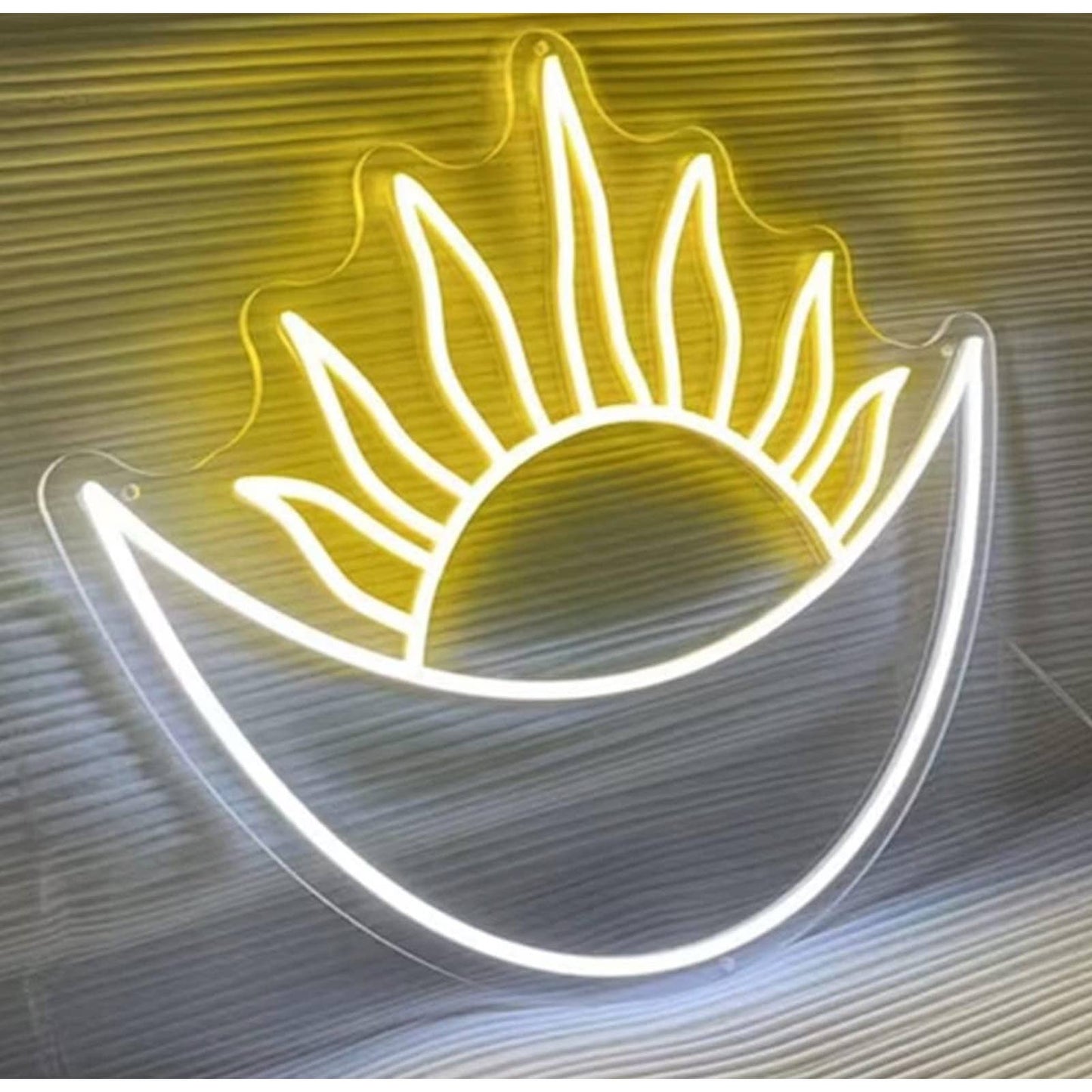 Lovely Bright Shining Sun Sitting in Crescent Moon LED Night Light Room Wall Art