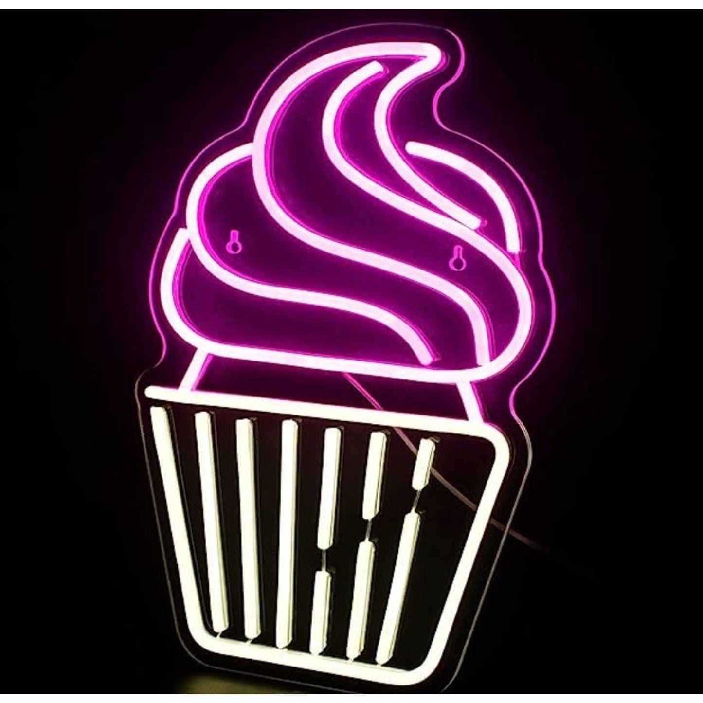 Lovely Bright Pink Tasty Cupcake LED Night Light Room Wall Decoration