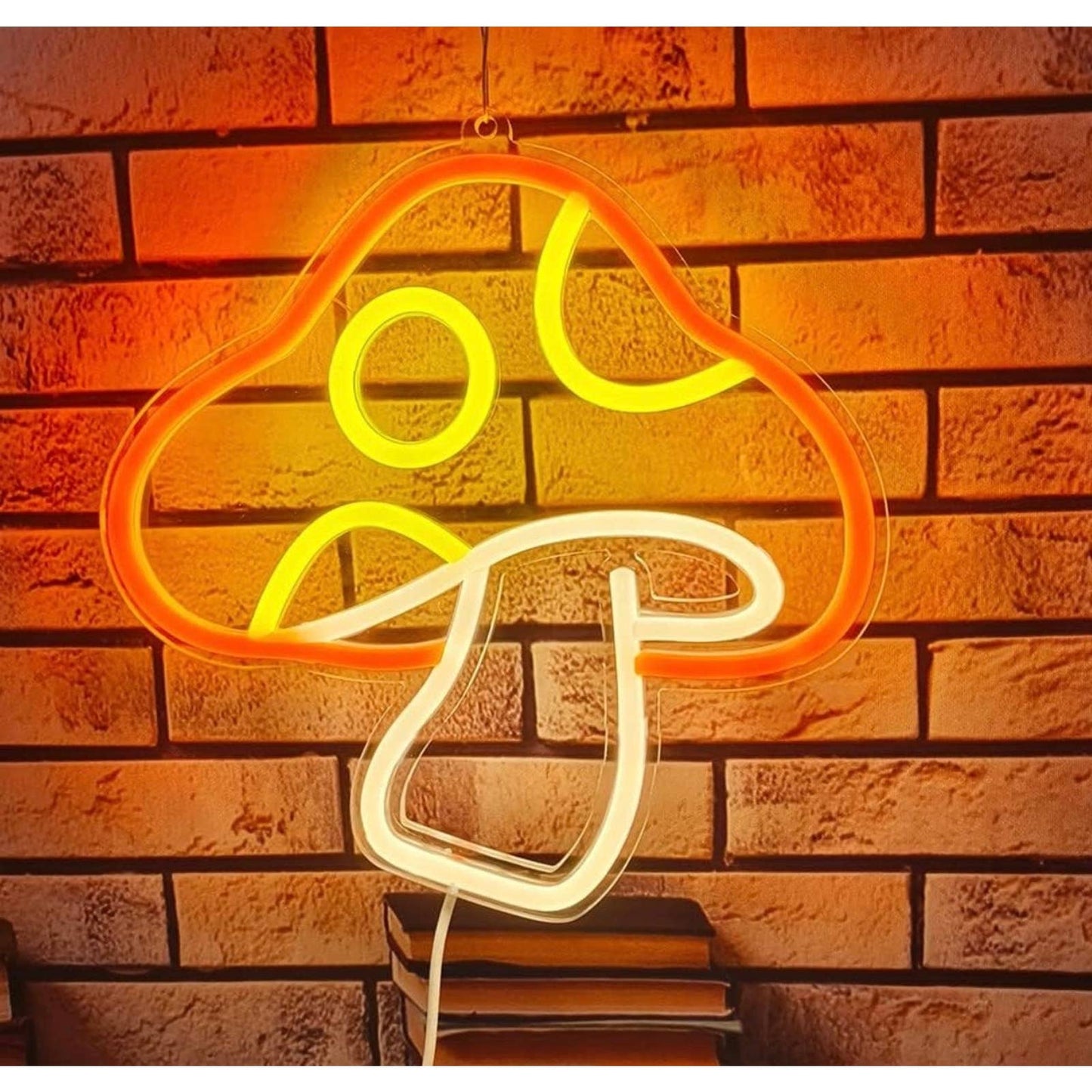Lovely Bright Orange Yellow Spotted Mushroom LED Night Light Room Wall Decoratio