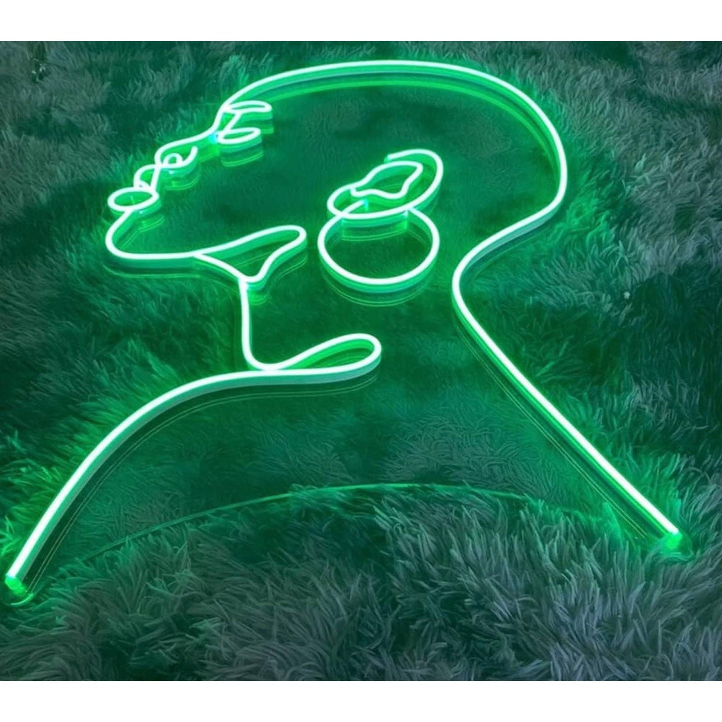 Lovely Bright Vivid Green Silhouette of a Woman LED Night Light Room Wall Art De