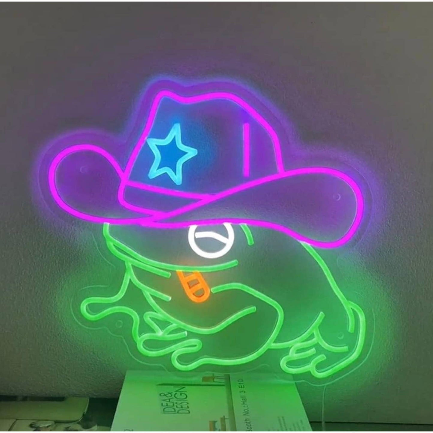 Fun Vivid Bright Colorful Cowboy Frog LED Night Light Room Wall Decoration
