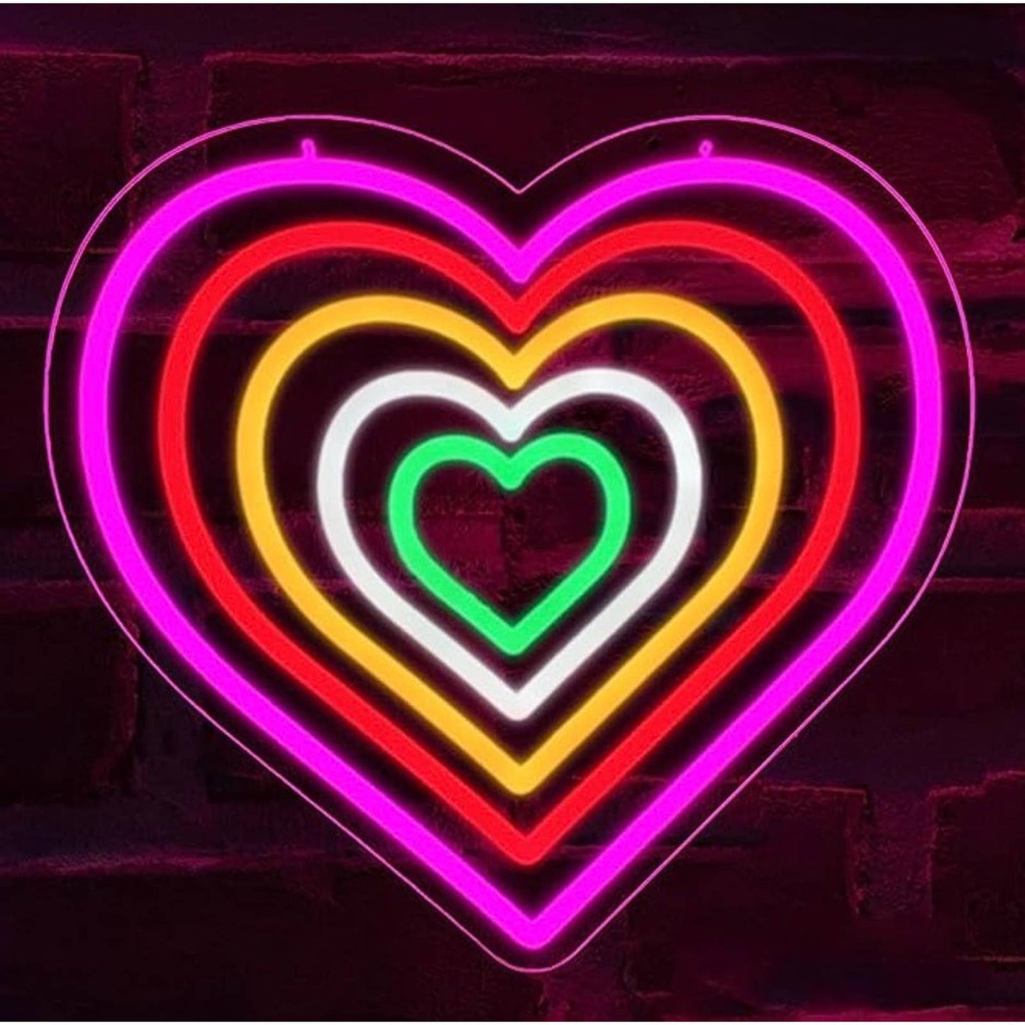 Lovely Bright Rainbow Mesmerizing Love Heart LED Night Light Room Wall Decor