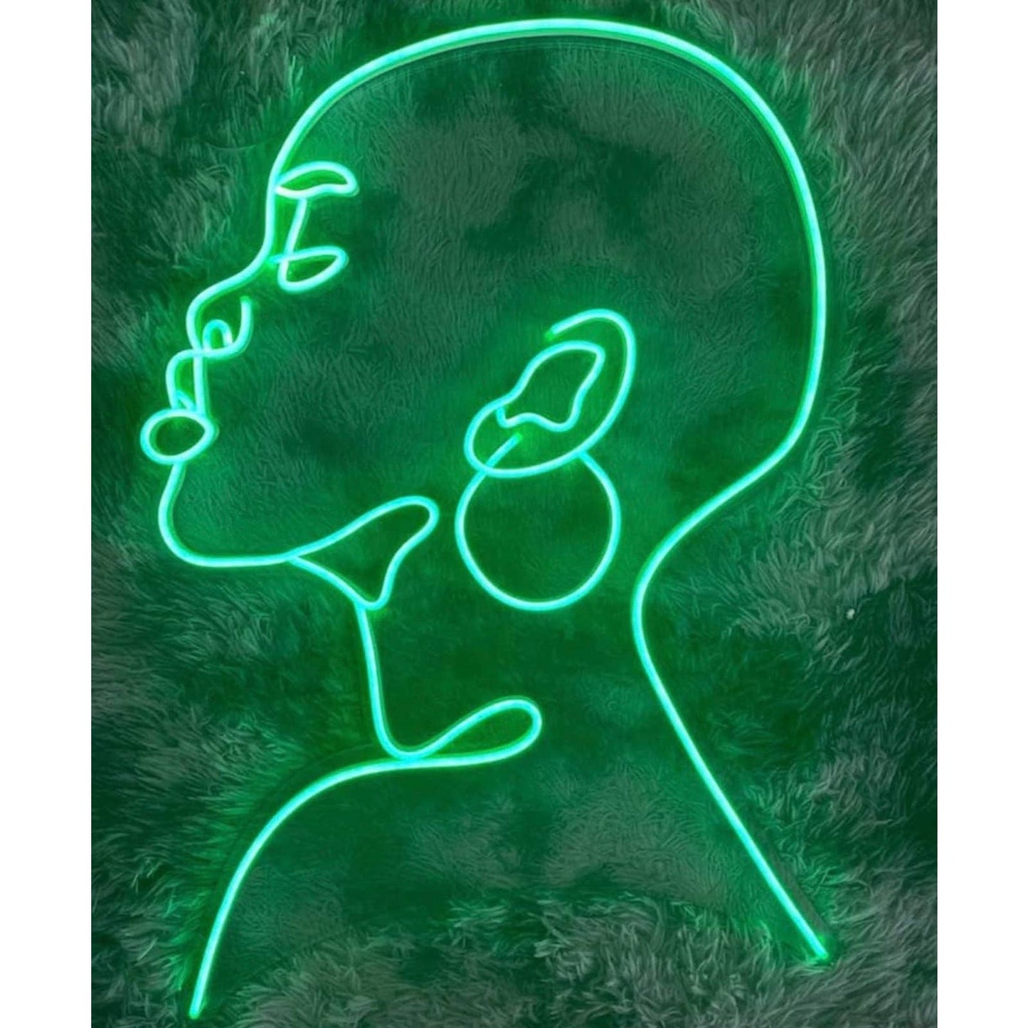 Lovely Bright Vivid Green Silhouette of a Woman LED Night Light Room Wall Art De
