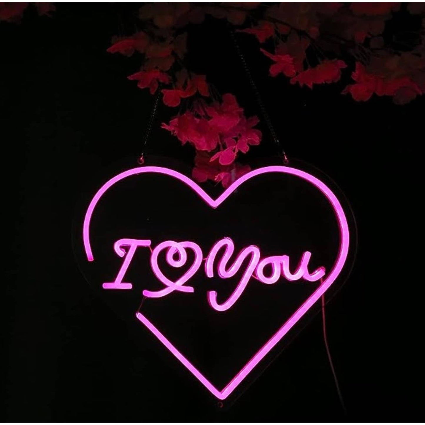 Lovely Bright Vivid Pink I Love You Heart LED Night Light Room Wall Decoration