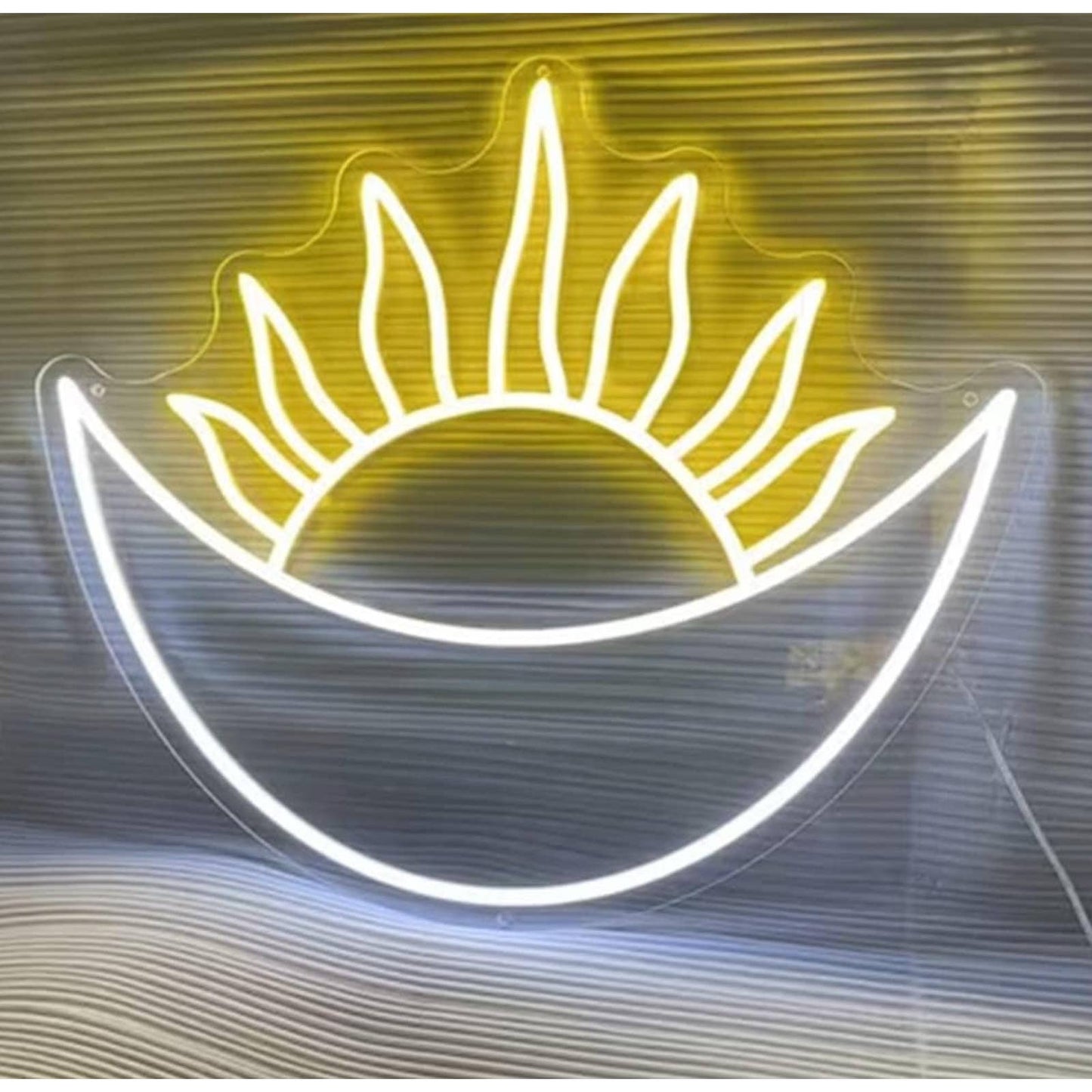 Lovely Bright Shining Sun Sitting in Crescent Moon LED Night Light Room Wall Art