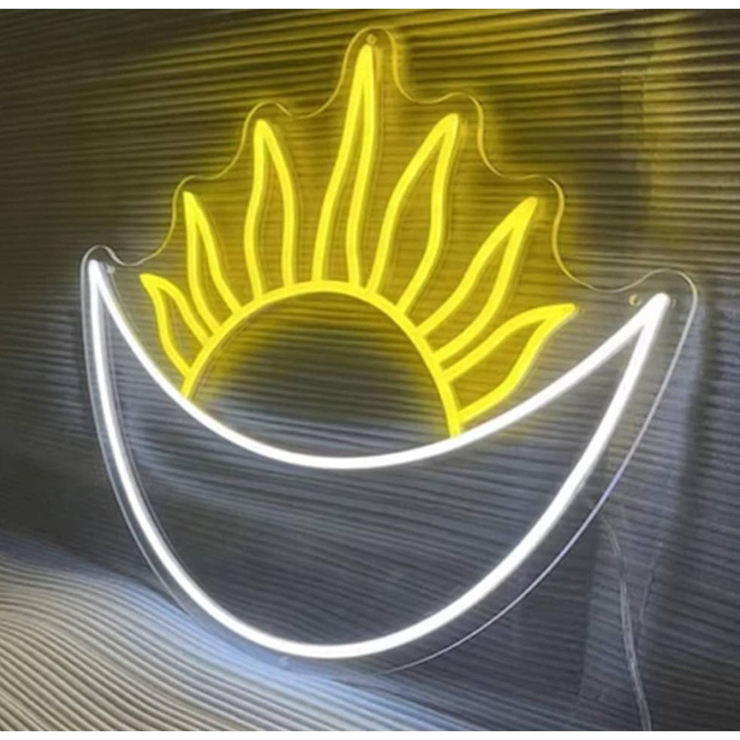 Lovely Bright Shining Sun Sitting in Crescent Moon LED Night Light Room Wall Art