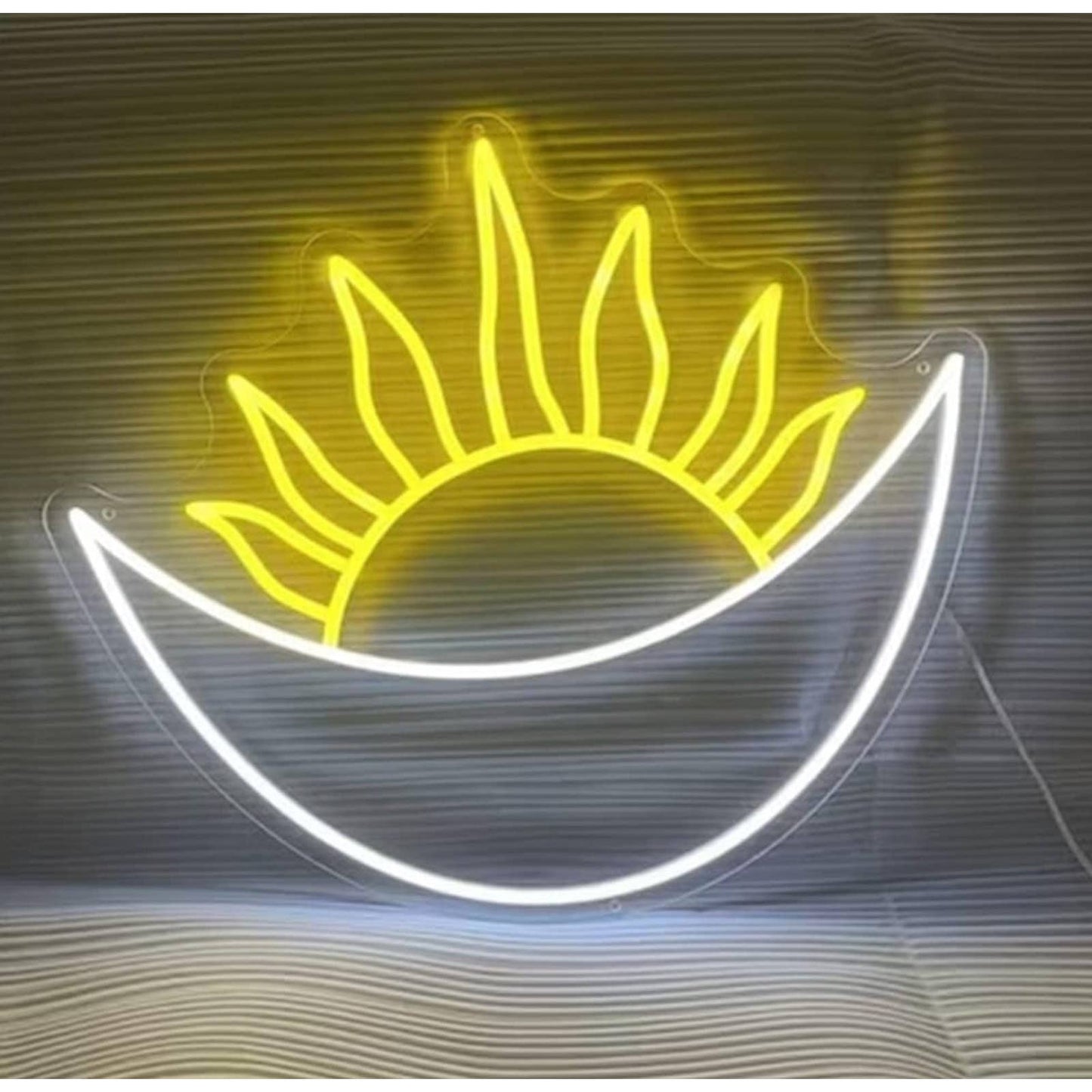 Lovely Bright Shining Sun Sitting in Crescent Moon LED Night Light Room Wall Art
