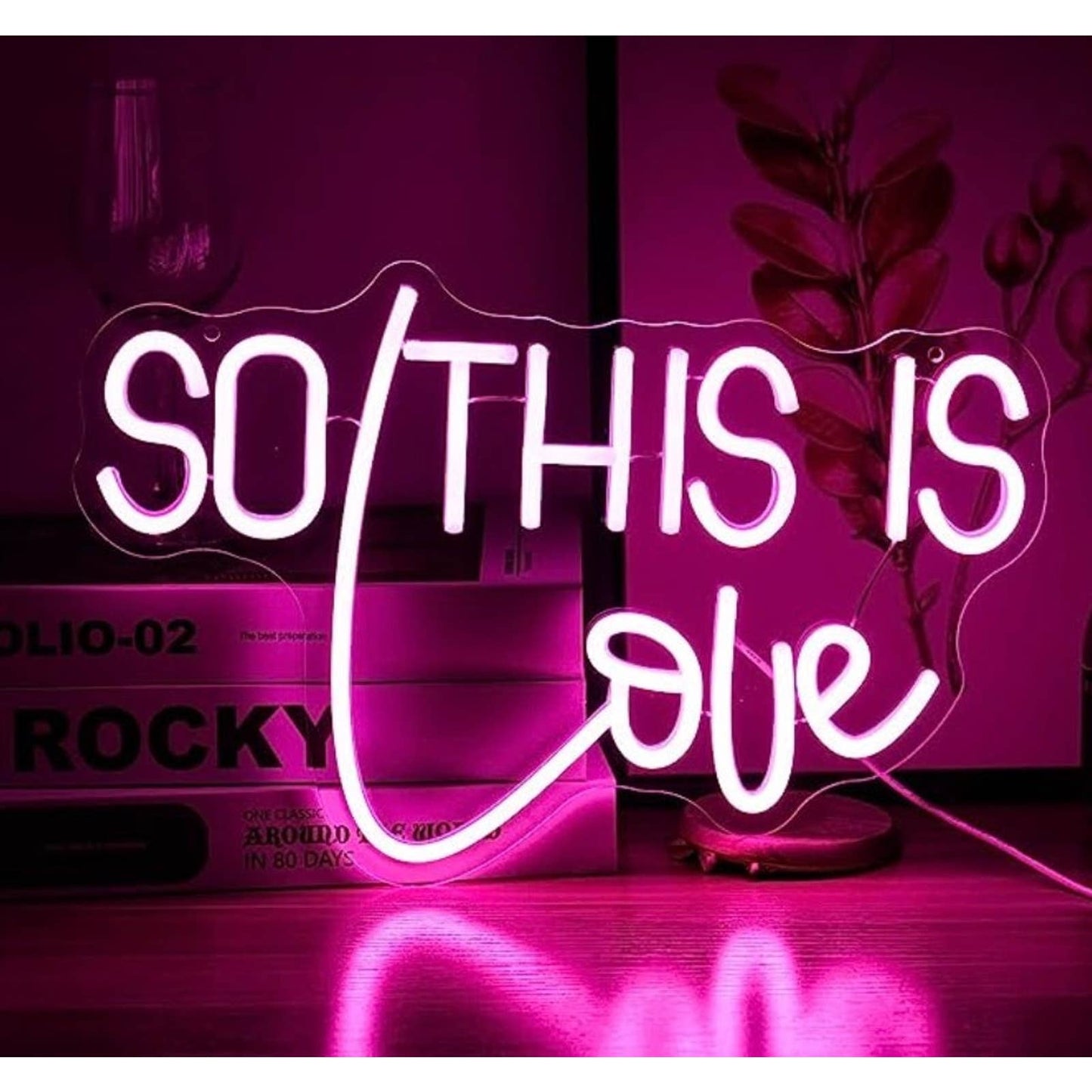 Romantic Bright Pink “So This is Love” LED Night Light Room Wall Decoration