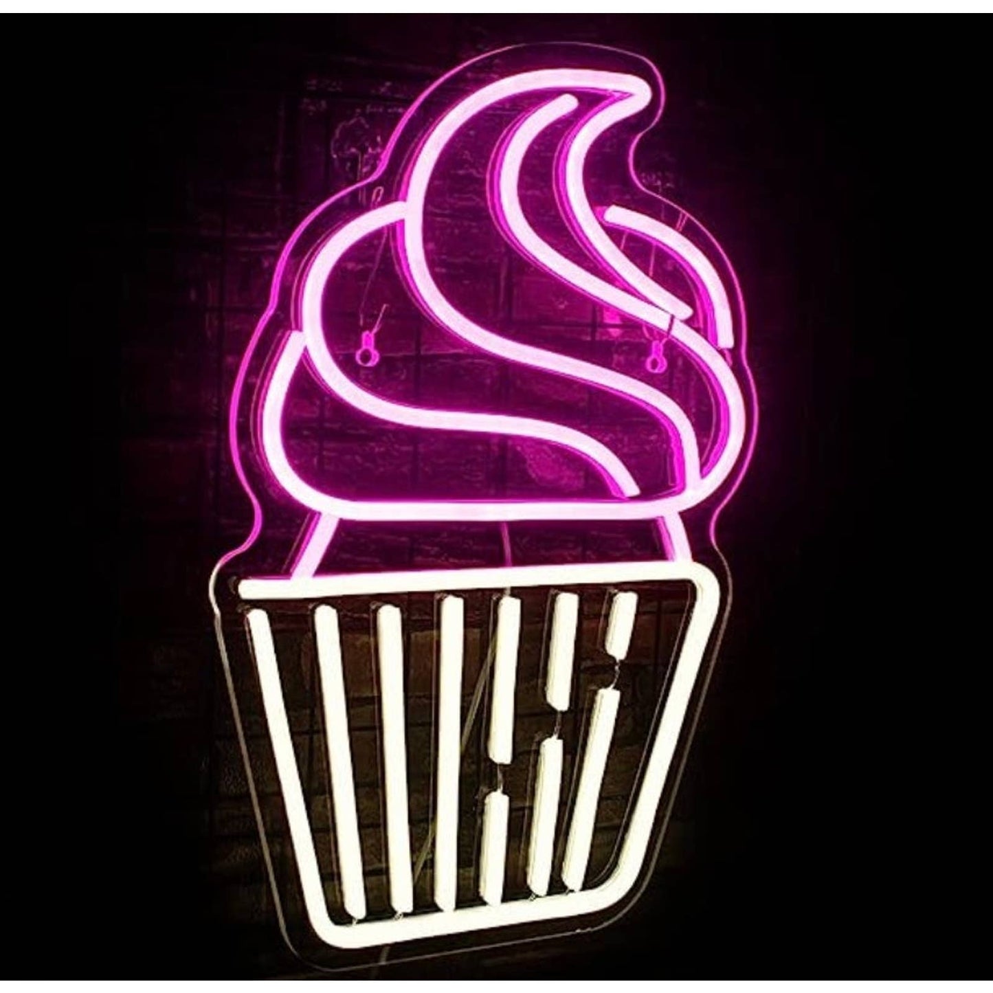 Lovely Bright Pink Tasty Cupcake LED Night Light Room Wall Decoration
