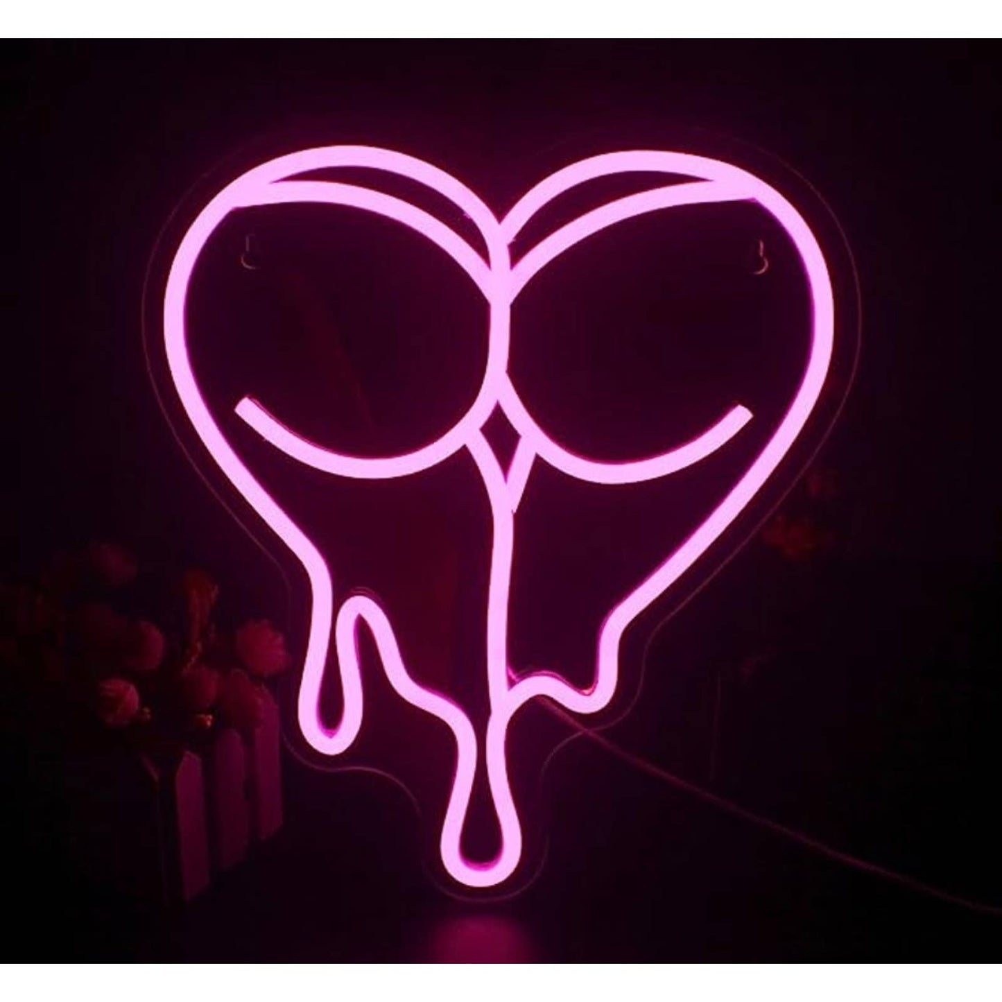 Lovely Bright Hot Pink Melting Heart Booty LED Night Light Room Wall Decoration