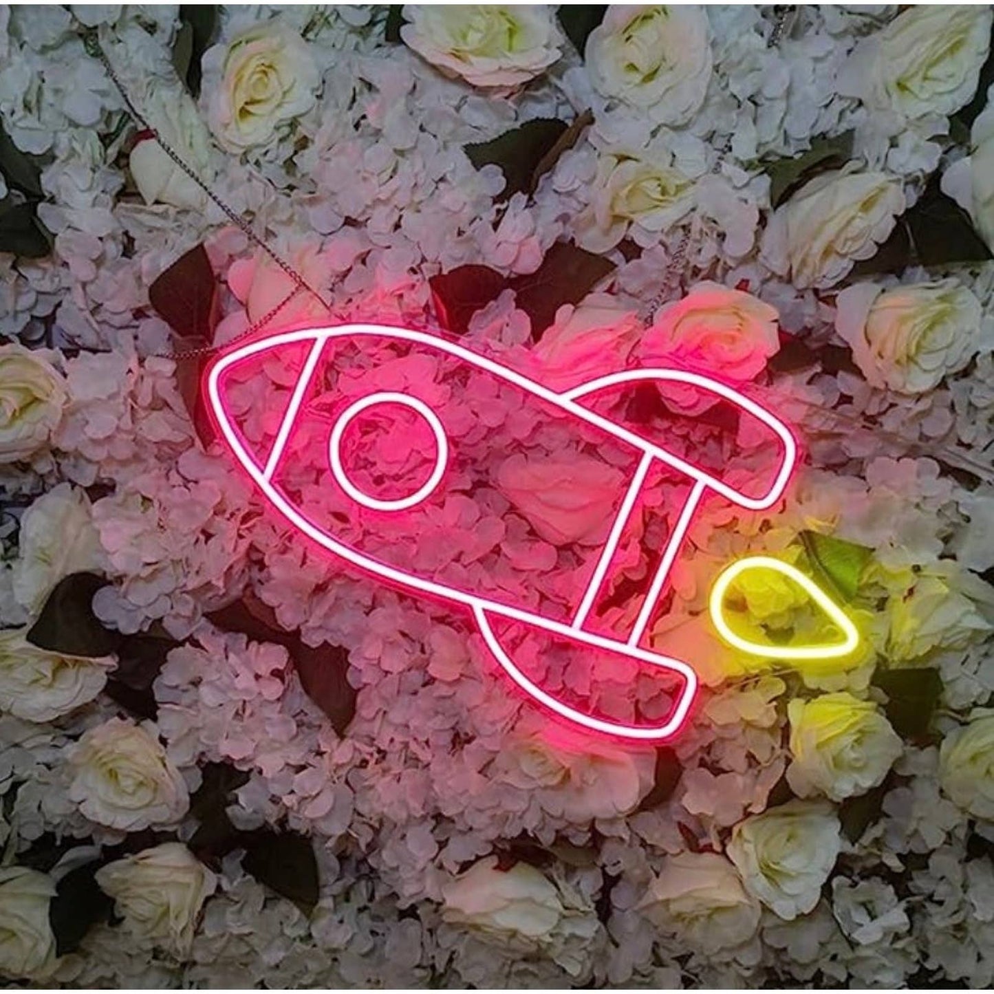 Fun Bright Vivid Red Rocket Ship LED Night Light Room Wall Decor