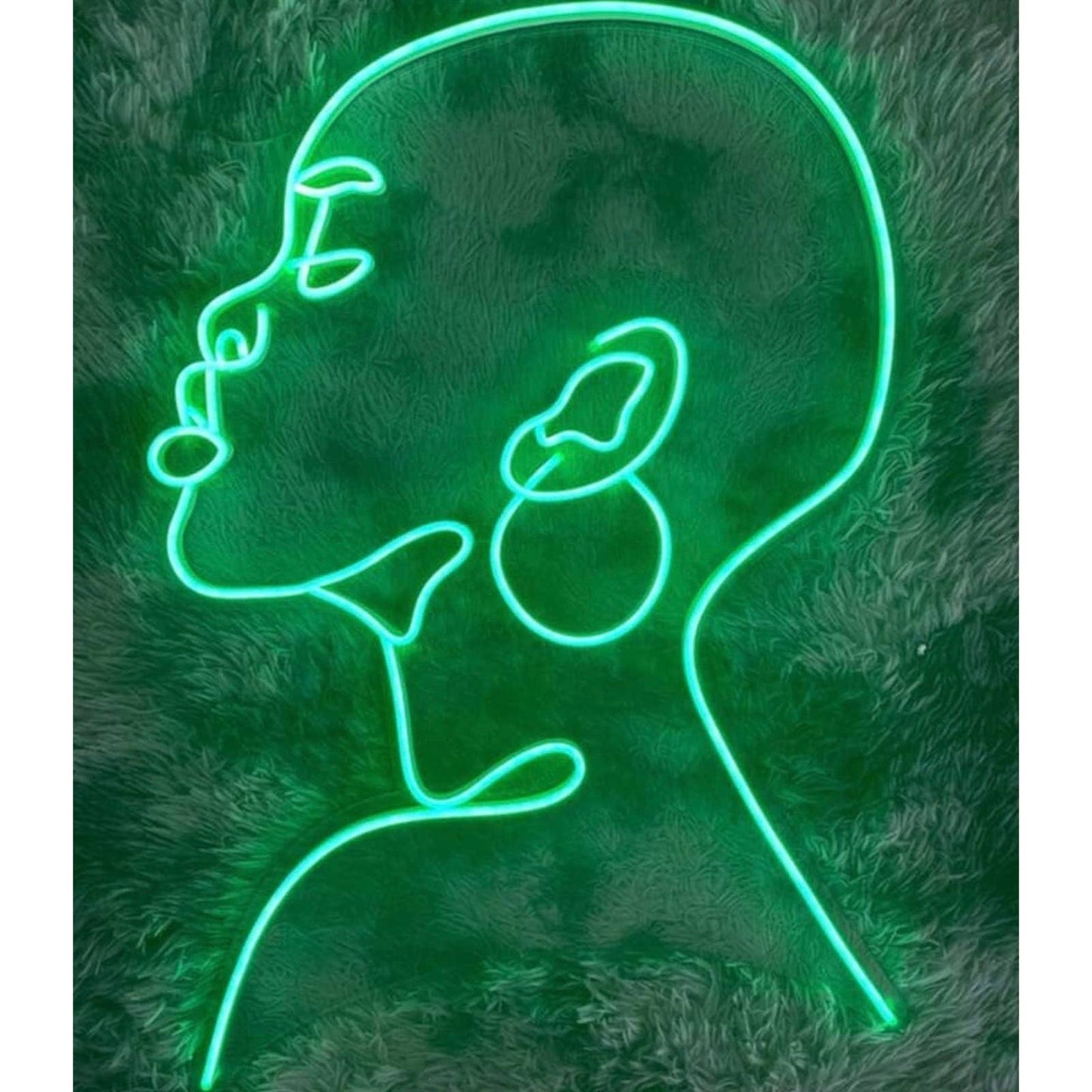 Lovely Bright Vivid Green Silhouette of a Woman LED Night Light Room Wall Art De