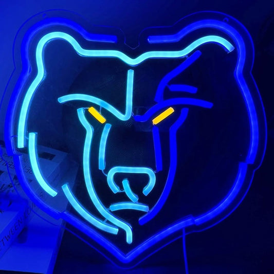 Bright Double Blue Memphis Grizzles LED Night Light NBA Basketball Sport Decor