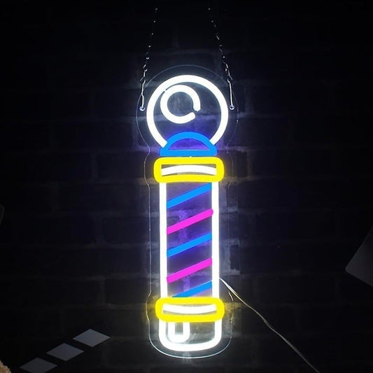 Fun Vivid Bright Colorful Barber Shop Pole LED Night Light Salon Decor