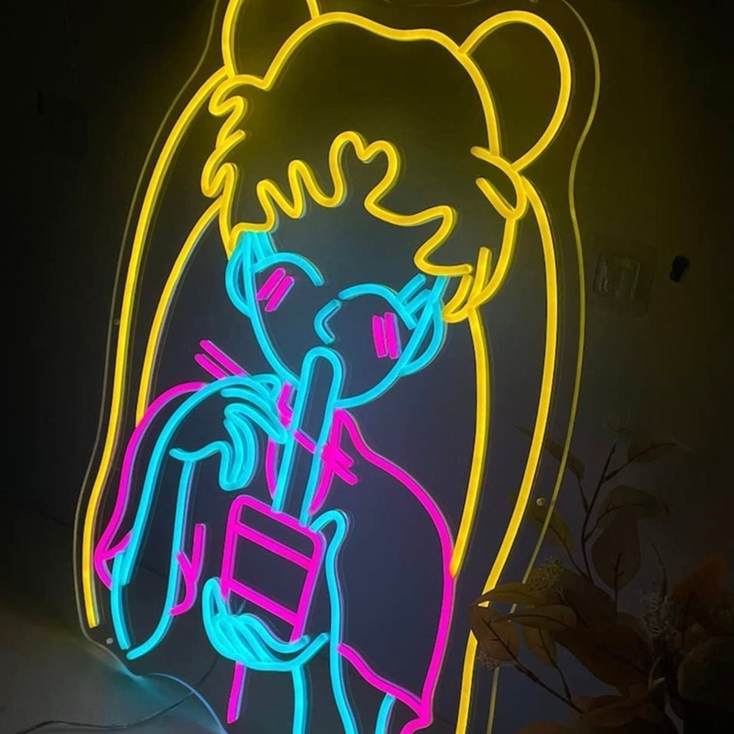 Cute Vivid Colorful Sailor Moon Eating Noodles LED Night Light Anime Japan Room