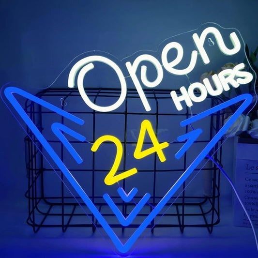 Cool Fun Vivid Bright Blue Open 24 Hours LED Night Light Business Store Sign
