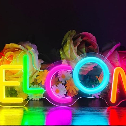 Fun Bright Rainbow Welcome LED Night Light Room Wall Decoration