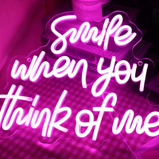 Lovely Bright Pink “Smile When You Think of Me” LED Night Light Room Wall Decor
