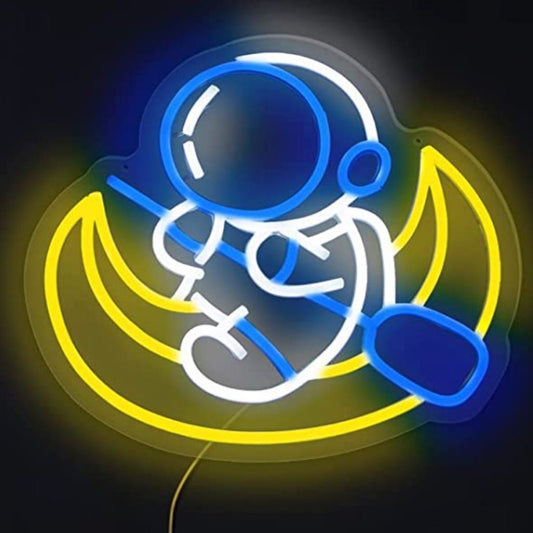 Fun Bright Baby Astronaut with Paddle Boat Crescent Moon LED Night Light