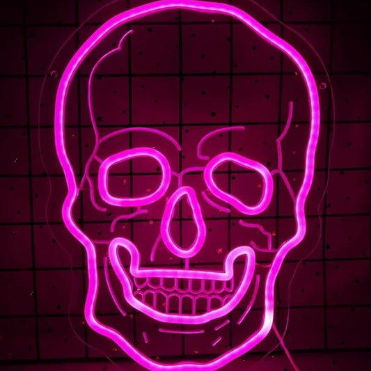 Spooky Bright Pink Skeleton Skull LED Night Light Room Wall Decoration