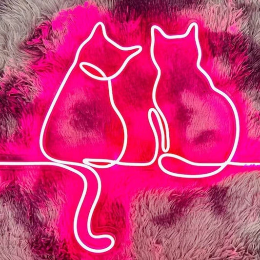 Adorable Bright Pink Kitty Cat LED Night Light String Wall Art Room Decorations