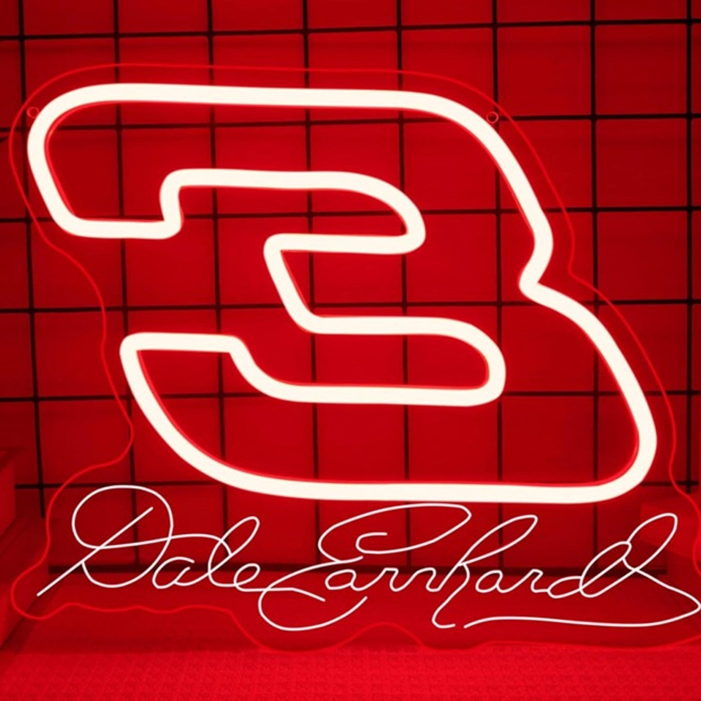 Vivid Bright Red Dale Earnhardt’s 3 LED Night Light Nascar Room Wall Decor