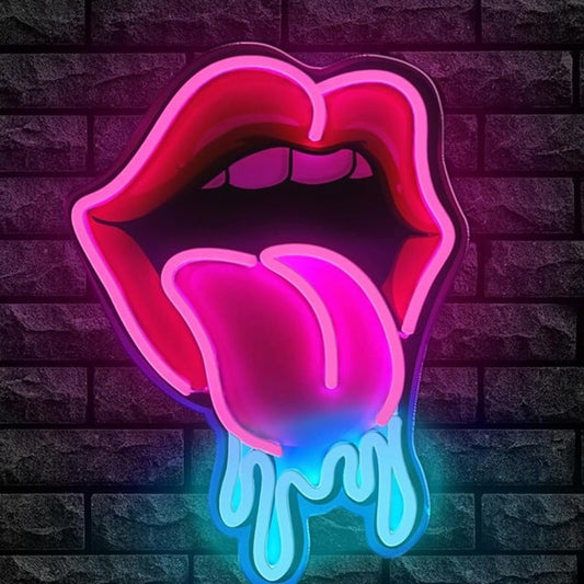 Fun Bright Pink / Red Tongue and Lips LED Night light Room Wall Decoration
