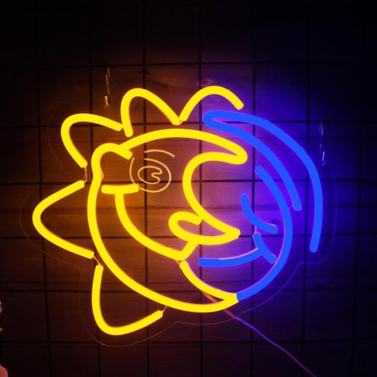 Fun Vivid Bright Happy Sun / Moon LED Night Light Room Wall Decoration