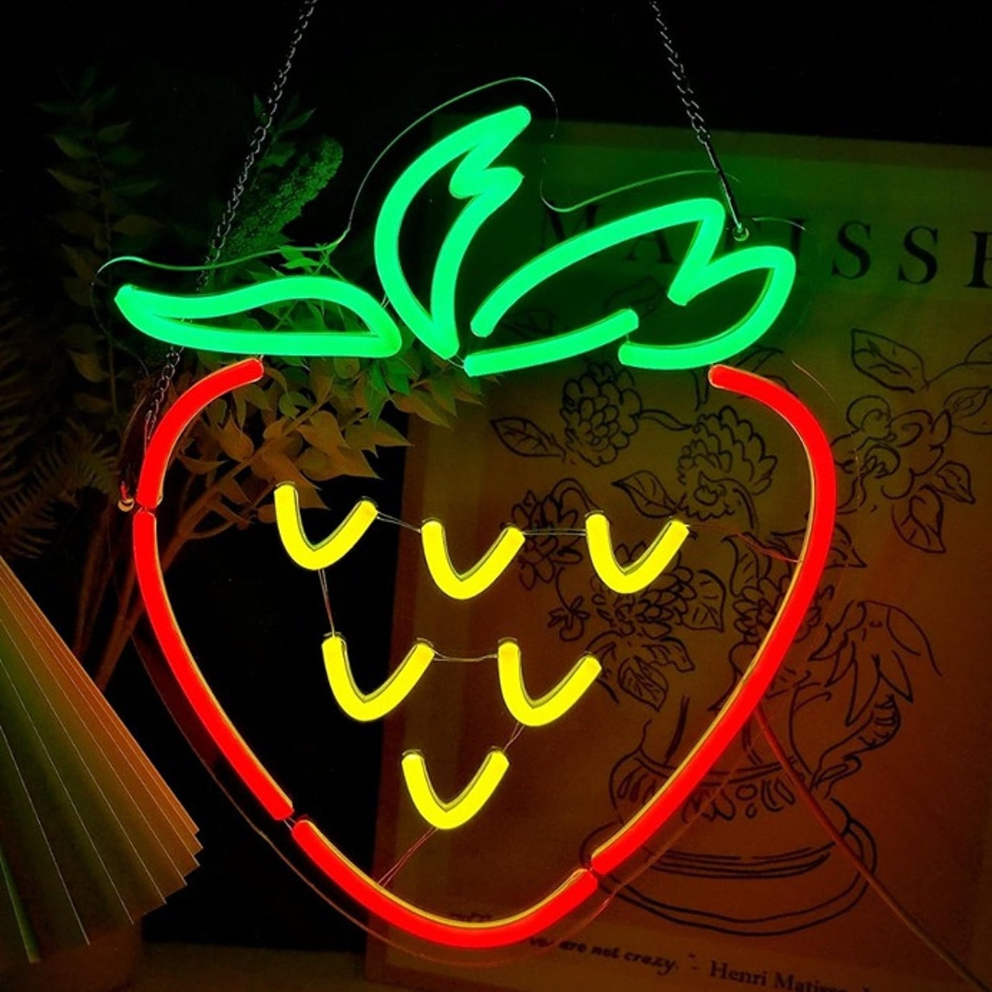Tasty Bright Red Strawberry LED Night Light Fruit Room Wall Decoration