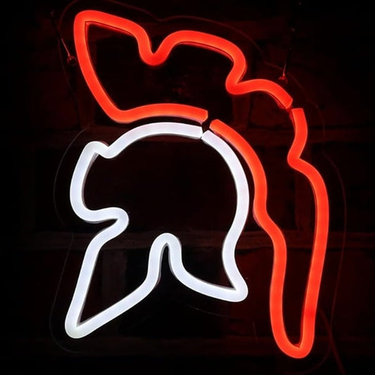 Vivid Bright Orange Spartan Helmet LED Night Light Room Wall Warrior Decor