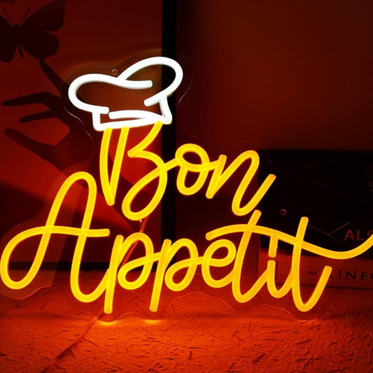 Fun Warm Bright “Bon Appetit” LED Night Light Kitchen Room Wall Decoration