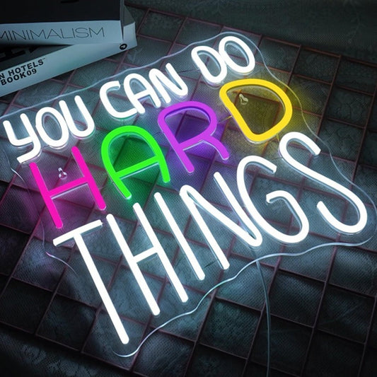 Lovely Bright Colorful “You Can Do Hard Things” LED Light Room Wall Decoration