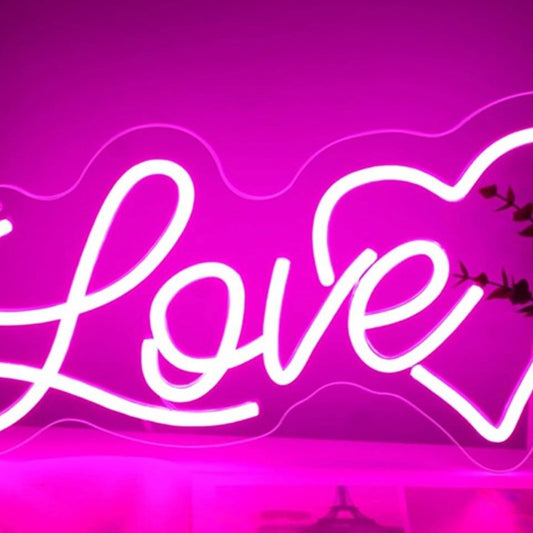 Lovely Bright Simple Pink Love Heart LED Night Light Room Wall Romantic Decor