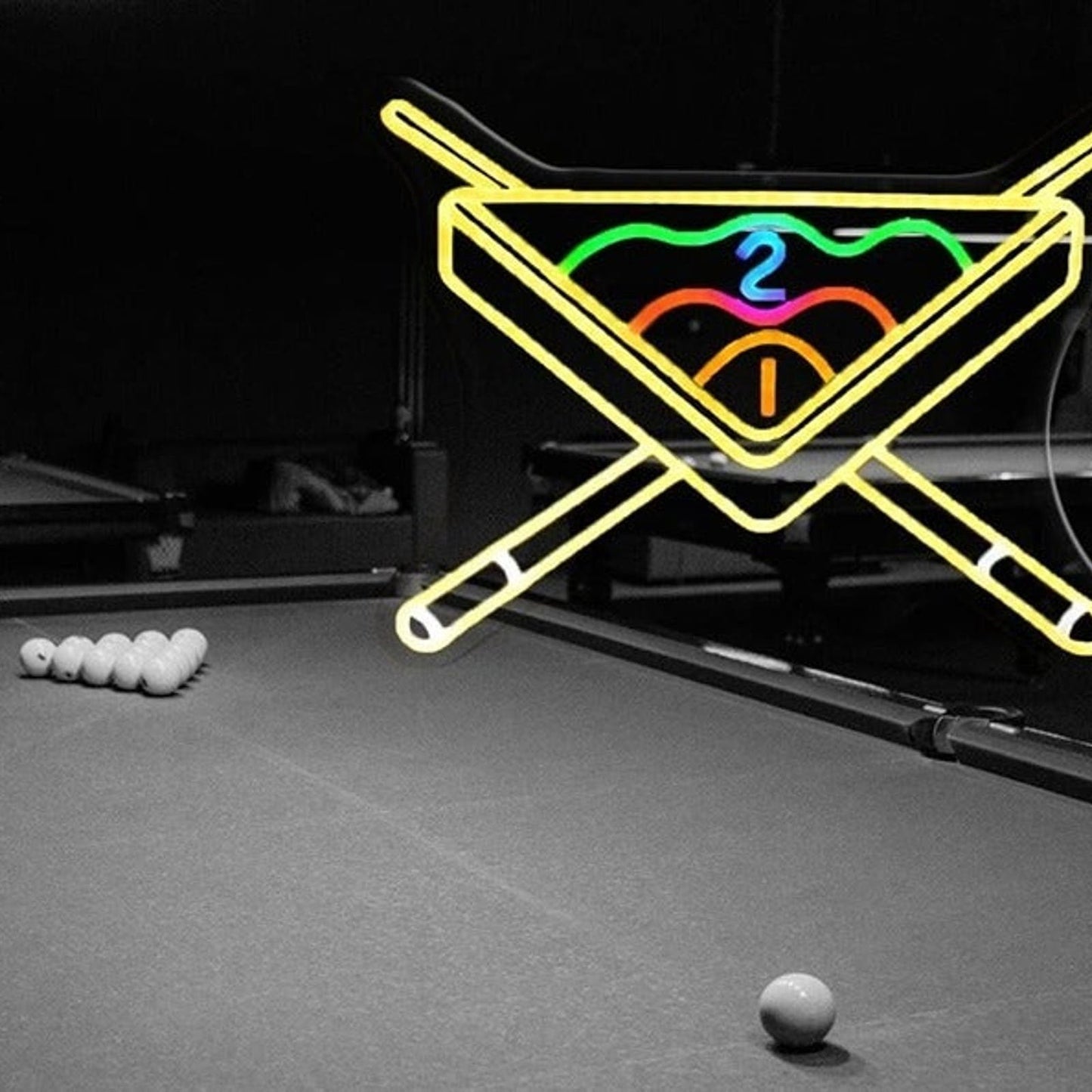 Fun Vivid Bright Pool Ball, Stick & Triangle Billiards LED Light Game Room Decor