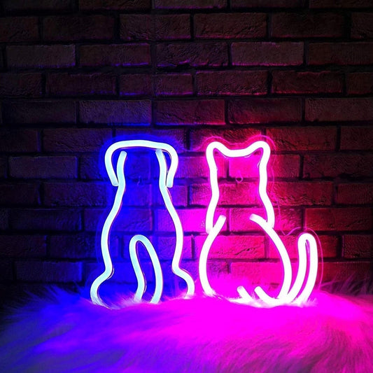 Cute Pink and Blue Cat & Dog LED Light Pet Lover Decoration
