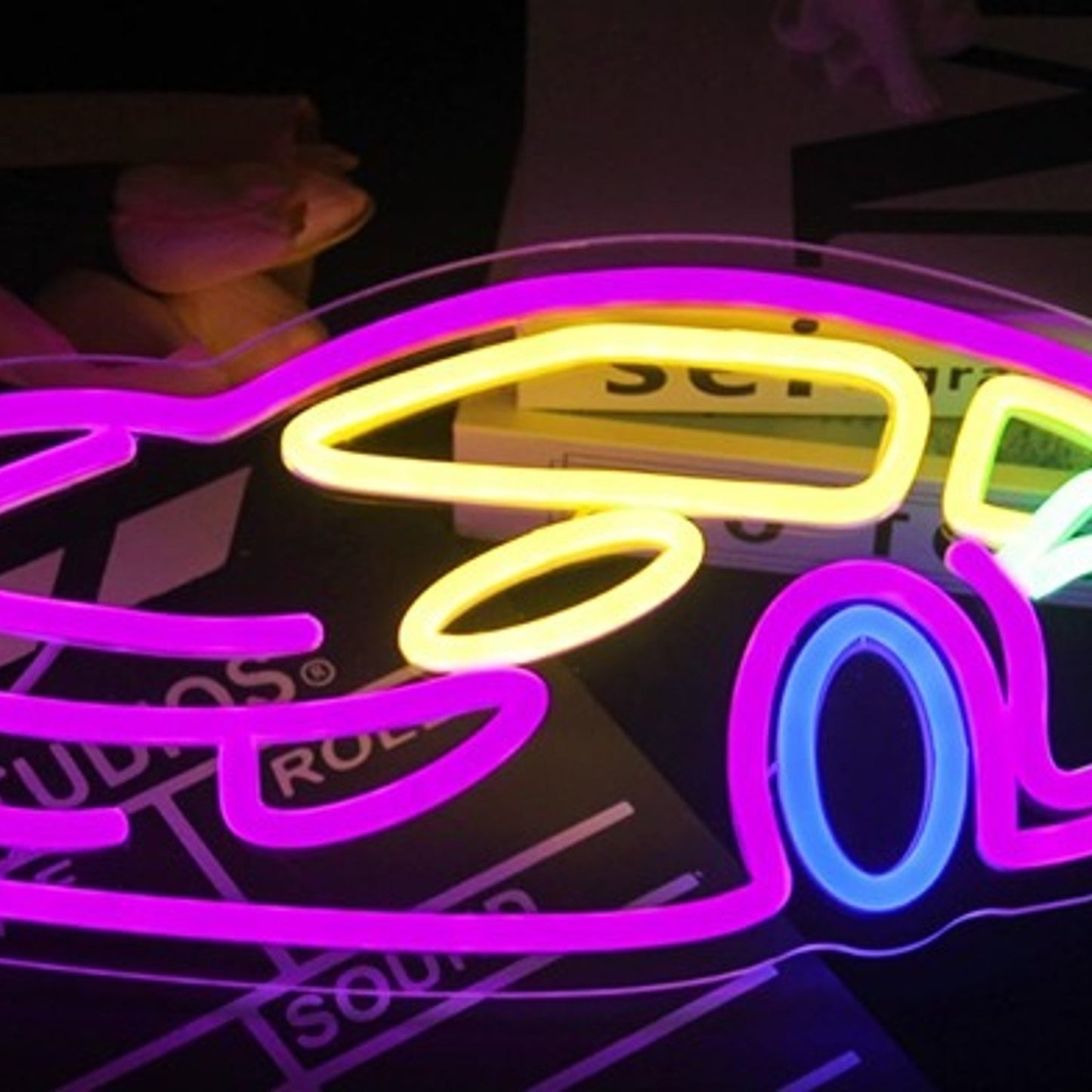 Fun Bright Pink Sport Super Car LED Night Light Garage Wall Room Racing Decor
