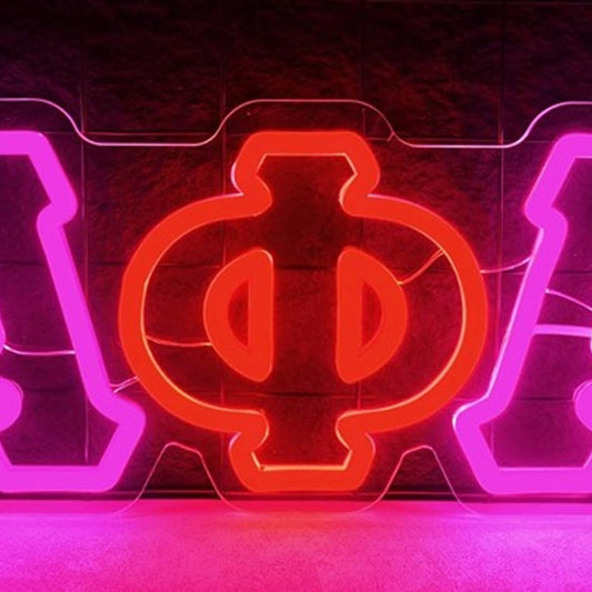 Vivid Bright Pink / Red Alpha Phi Alpha LED Night Light Room Wall Decoration