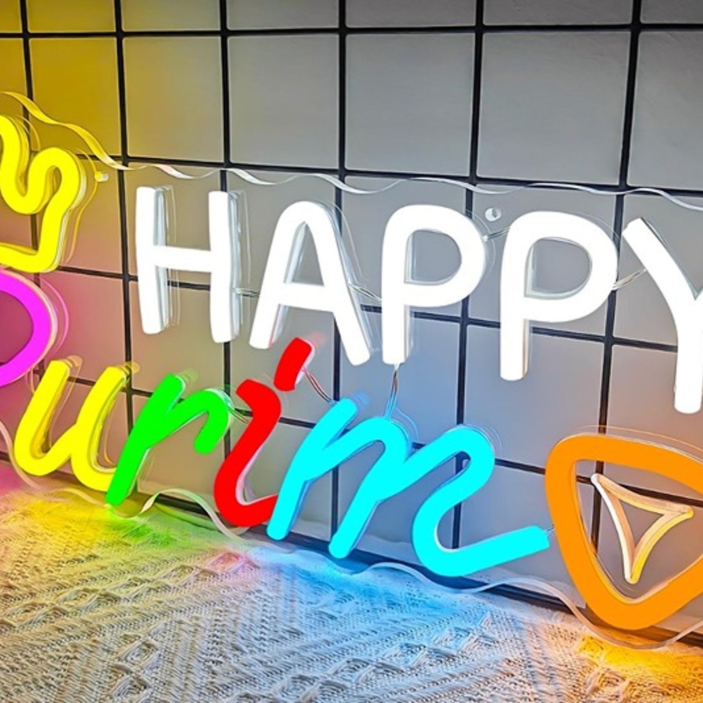 Fun Bright Colorful “Happy Purim” LED Night Light Room Wall Decoration