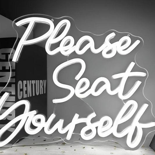 Vivid Bright White “Please Seat Yourself” LED Night Light Room Wall Decoration