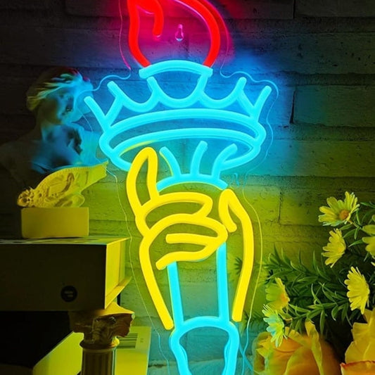 Vivid Bright Colorful Statue of Liberty Torch LED Night Light Room Wall Decor