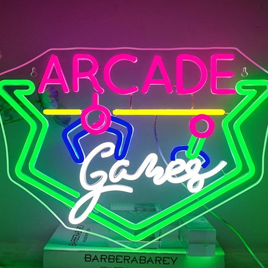 Fun Bright Colorful “Arcade Games” LED Night Light Game Room Wall Decoration