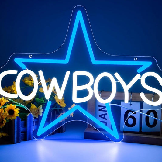 Vivid Bright Blue Star Dallas Cowboys LED Night Light NFL Football Sports Decor